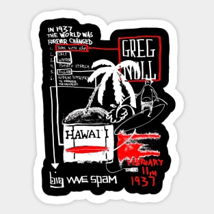 Big Wave Hawaii Doodle White Sticker